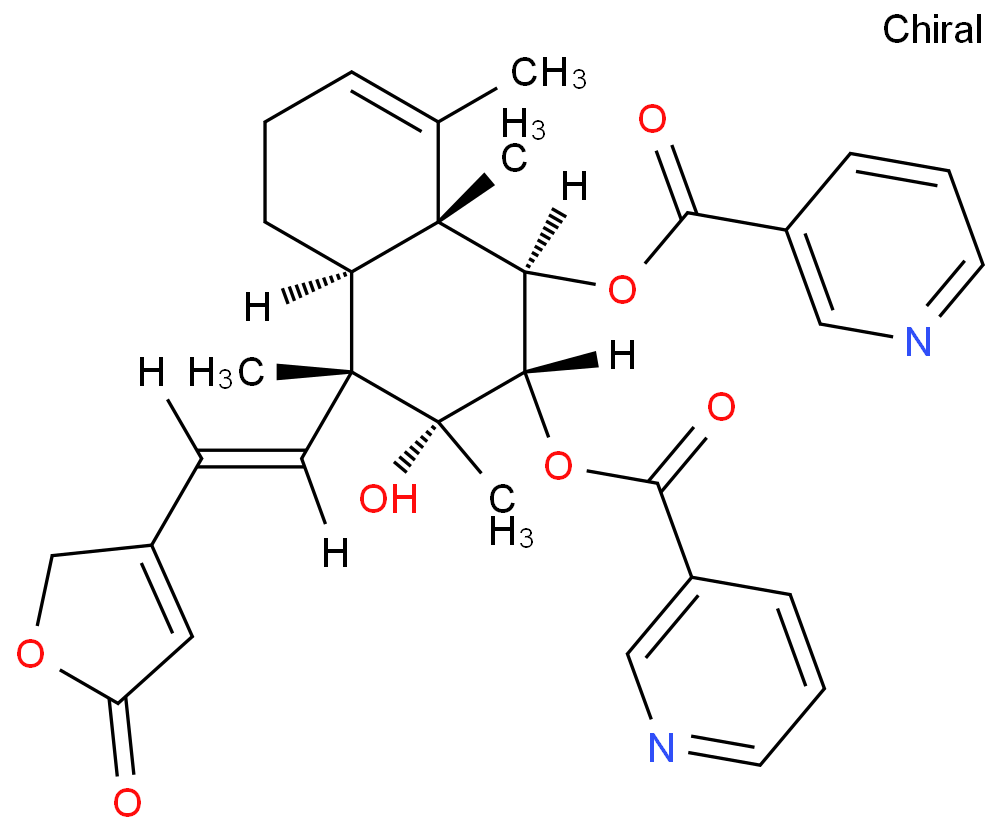 (1R,2S,3R,4R,4aS,8aR)-3-Hydroxy-3,4,8,8a-tetramethyl-4-[(E)-2-(5- oxo-2,5-dihydro-3-furanyl)vinyl]-1,2,3,4,4a,5,6,8a-octahydronapht halene-1,2-diyl dinicotinate