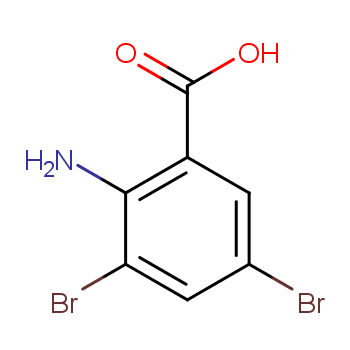 2-氨基-3,5-二溴苯甲酸化学结构式