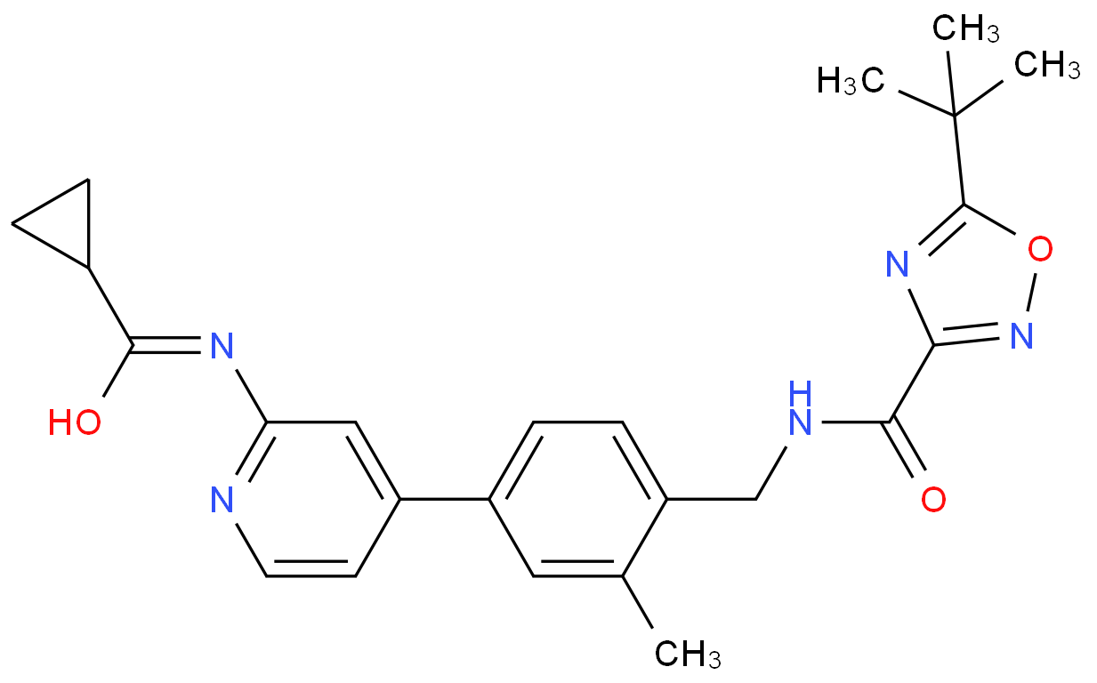 5-(叔丁基)-N-(4-(2-(环丙烷甲酰胺)吡啶-4-基)-2-甲基苄基)-1,2,4-恶二唑-3-甲酰胺;现货供应