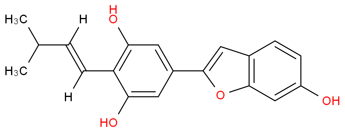 5-(6-羟基-2-苯并呋喃基)-2-[(1E)-3-甲基-1-丁烯-1-基]-1,3-苯二醇价格, 5-(6-Hydroxybenzofuran-2-yl)-2-(3-methylbut-1-enyl)benzene-1,3-diol对照品, CAS号:936006-11-0