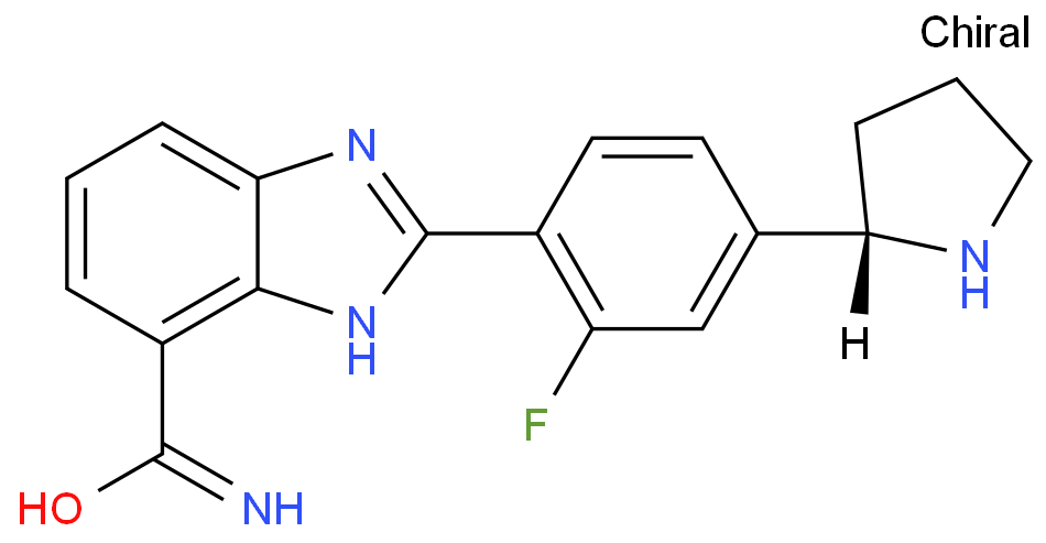 2-[2-氟-4-[(2S)-2-吡咯烷基]苯基]-1H-苯并咪唑-7-甲酰胺化学结构式