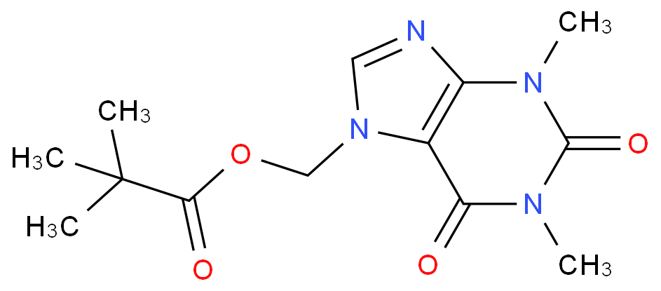 Propanoic acid, 2,2-dimethyl-,(1,2,3,6-tetrahydro-1,3-dimethyl-2,6-dioxo-7H-purin-7-yl)methyl ester