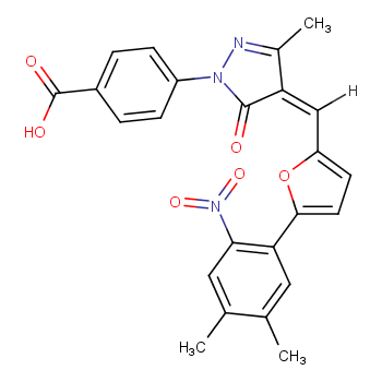 4-[(4Z)-4-[[5-(4,5-dimethyl-2-nitrophenyl)furan-2-yl]methylidene]-3-methyl-5-oxopyrazol-1-yl]benzoic acid