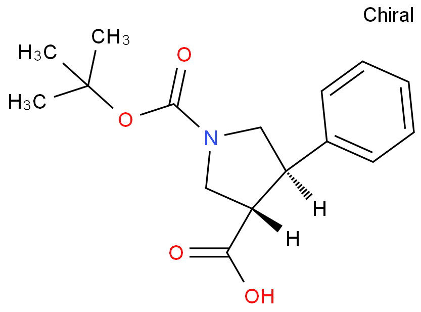 (3S,4R)-1-叔丁氧羰基-4-苯基吡咯烷-3-羧酸 CAS号:884048-45-7科研及生产专用 高校及研究所支持货到付款