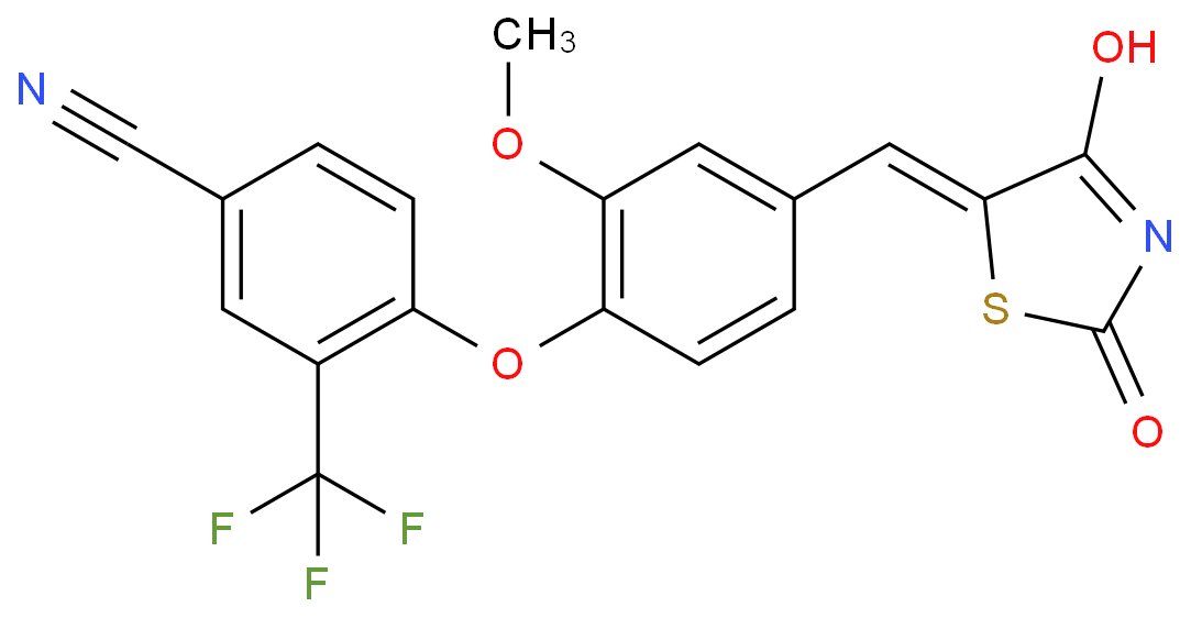 4-(4-((2,4-DIOXOTHIAZOLIDIN-5-YLIDENE)METHYL)-2-METHOXYPHENOXY)-3-(TRIFLUOROMETHYL)BENZONITRILE