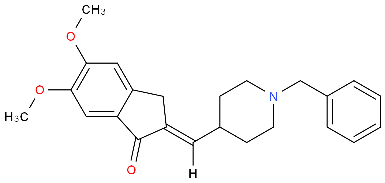 1-苄基-4-(5、6二甲氧基-1-茚酮-2-亚甲基)-哌啶化学结构式