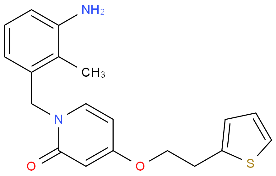 1-[(3-amino-2-methylphenyl)methyl]-4-(2-thiophen-2-ylethoxy)pyridin-2-one