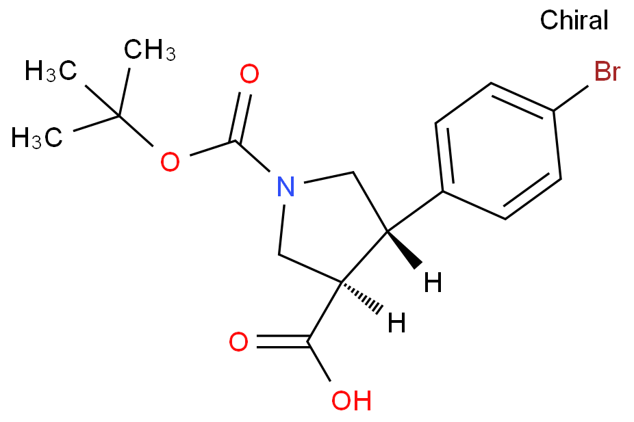 (3R,4S)-4-(4-溴苯基)-1-(叔丁氧羰基)吡咯烷-3-羧酸 CAS号:1217829-96-3科研及生产专用 高校及研究所支持货到付款