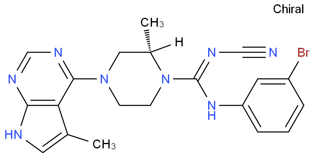 (S)-N-(3-溴苯基)-N'-氰基-2-甲基-4-(5-甲基-7H-吡咯并[2,3-d]嘧啶-4-基)哌嗪-1-甲脒/1116571-01-7