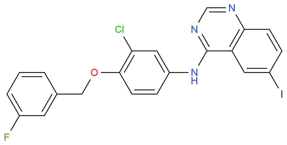 N-[3-Chloro-4-(3-fluorobenzyloxy)phenyl]-6-iodoquinazolin-4-amine structure