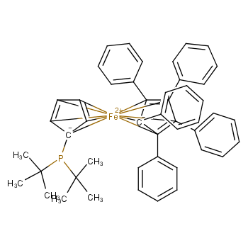 1,2,3,4,5-戊苯基-1'-(二叔丁基磷基)二茂铁化学结构式