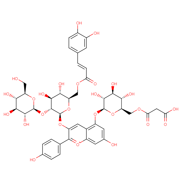 天竺葵色素-3-O-[6-O-(E)-咖啡酰槐糖苷]-5-O-(6-O-丙二酰基)-β-D-葡萄糖苷 产品图片