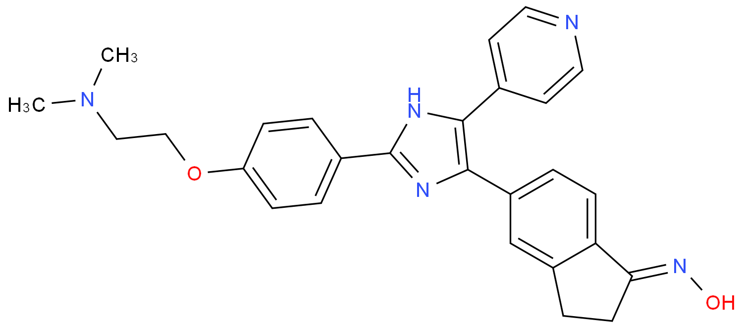 5-(2-(4-(2-(二甲基氨基)乙氧基)苯基)-5-(吡啶-4-基)-1H-咪唑-4-基)-2,3-二氢-1H-茚-1-酮肟/405554-55-4