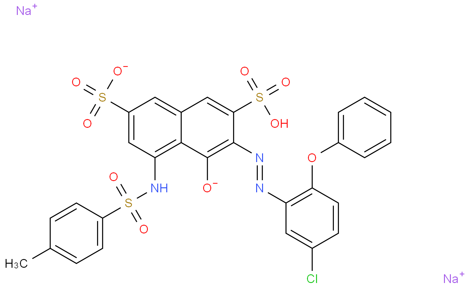 disodium,(3Z)-3-[(5-chloro-2-phenoxyphenyl)hydrazinylidene]-5-[(4-methylphenyl)sulfonylamino]-4-oxonaphthalene-2,7-disulfonate