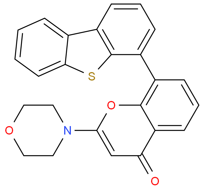 8-(4-二苯并噻吩基)-2-(4-吗啉基)-4H-1-苯并吡喃-4-酮化学结构式