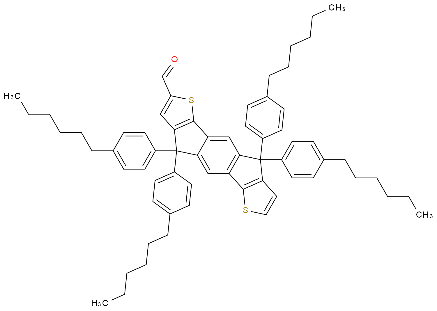 4,4,9,9-四(4-己基苯基)-4,9-二氢-S-茚并[1,2-B:5,6-B']二噻吩-2-甲醛 CAS号:1361418-06-5科研及生产专用 高校及研究所支持货到付款