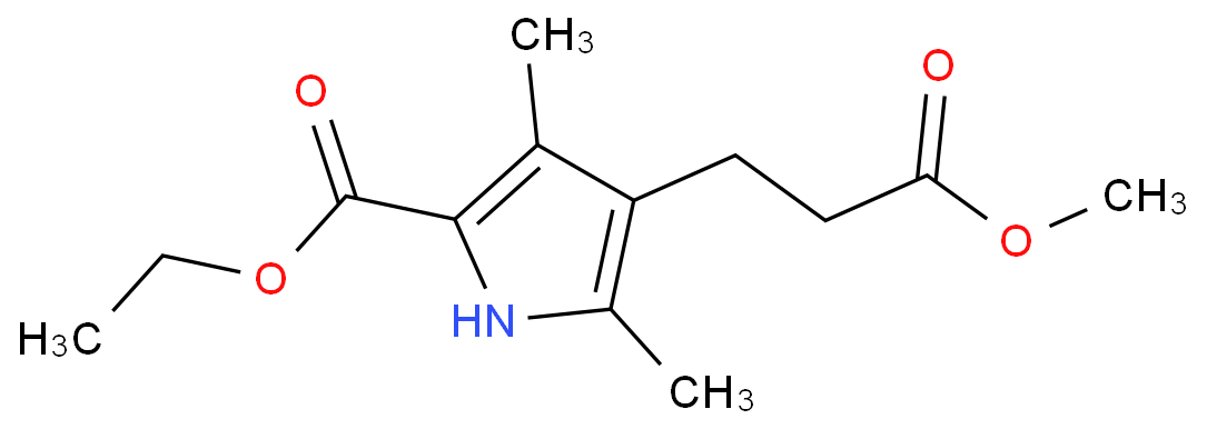 4-(2-甲氧羰基乙基)-3,5-二甲基-1H-吡咯-2-羧酸甲酯 CAS号:2386-37-0科研及生产专用 高校及研究所支持货到付款