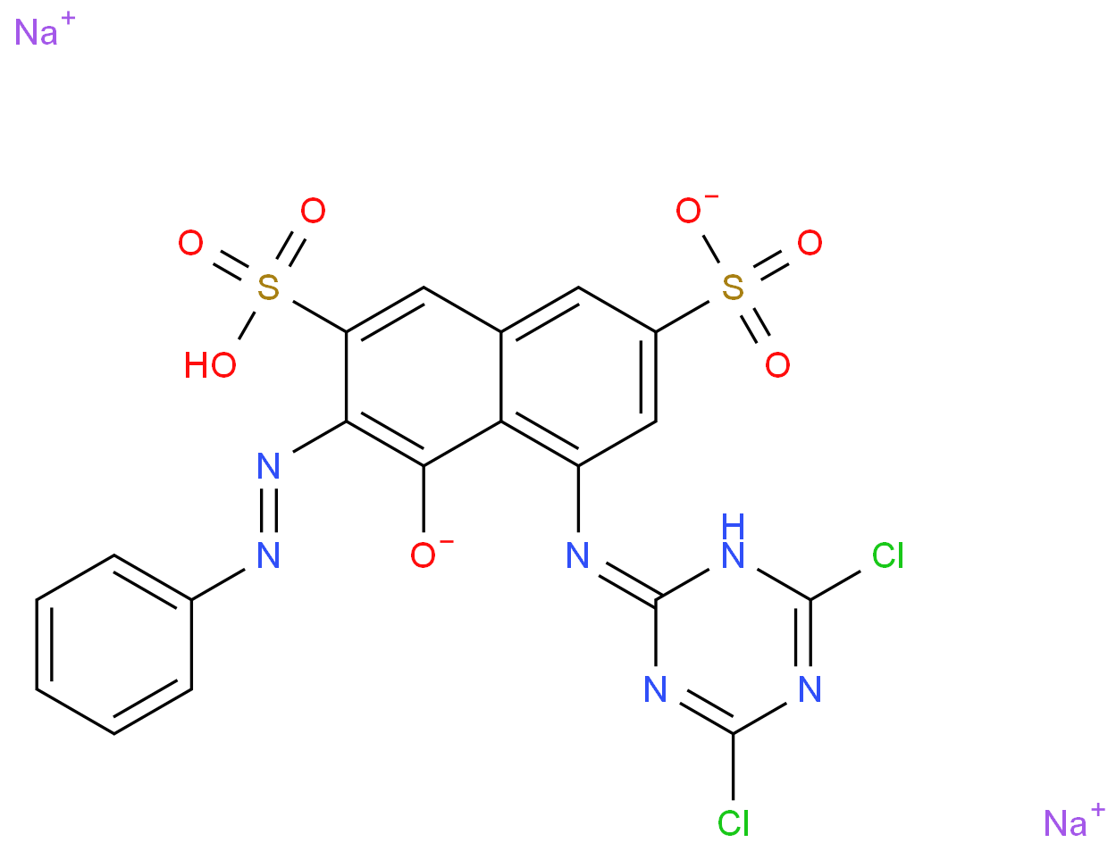 2,7-Naphthalenedisulfonicacid,5-[(4,6-dichloro-1,3,5-triazin-2-yl)amino]-4-hydroxy-3-(2-phenyldiazenyl)-,sodium salt (1:2)  