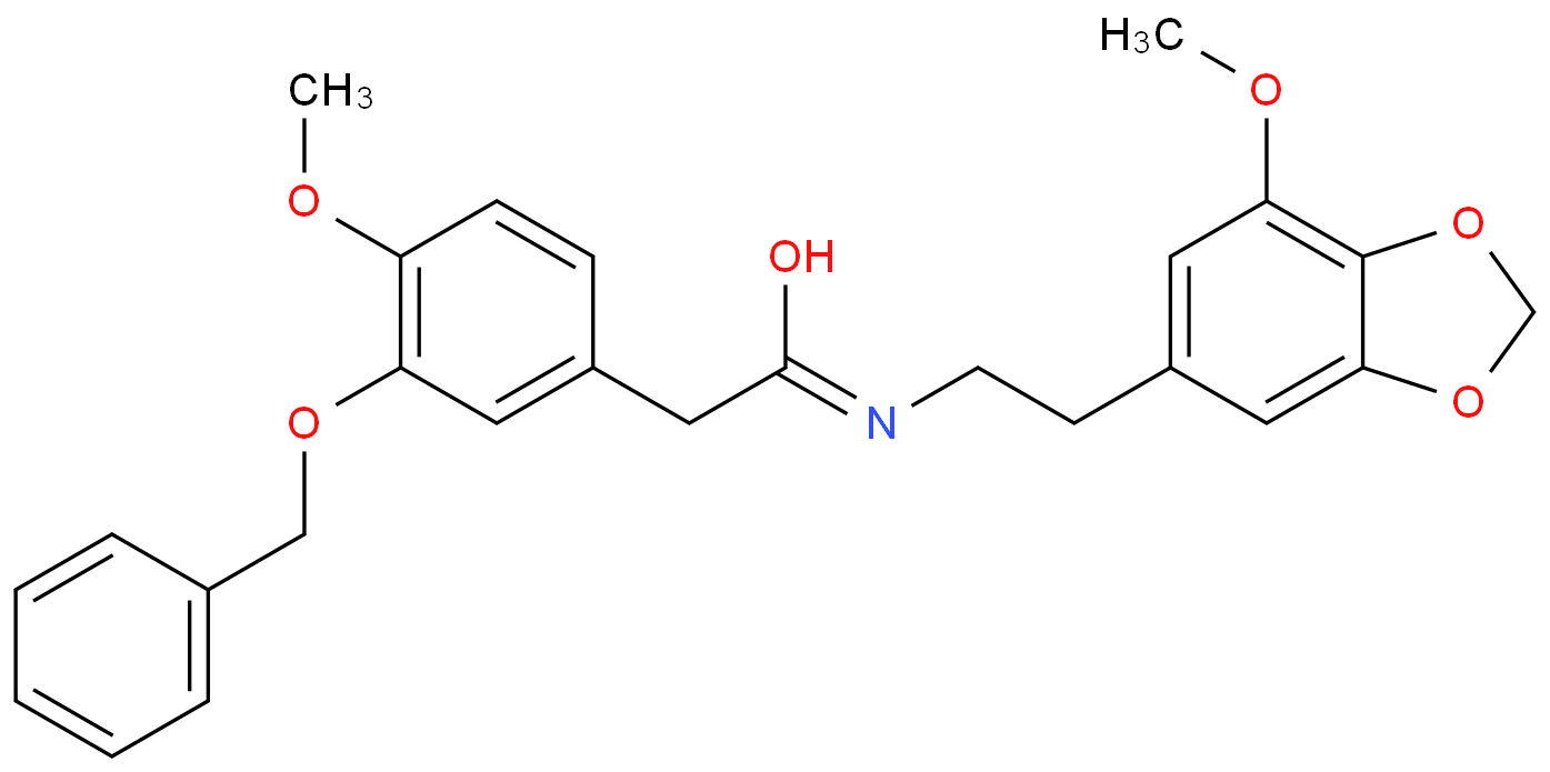 2 - （3 - （苄氧基）-4 -甲氧基苯基）- N的-（2- （7-甲氧基研究[D] [1,3]二氧杂环戊烯- 5 -基）乙基）乙酰胺化学结构式