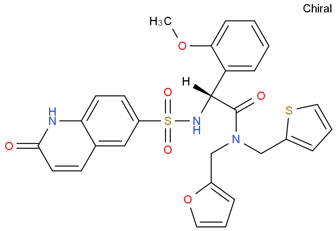 (R)-N-(呋喃-2-基甲基)-2-(2-甲氧基苯基)-2-(2-氧代-1,2-二氢喹啉-6-磺酰胺基)-N-(噻吩-2-基甲基)乙酰胺/1681056-61-0