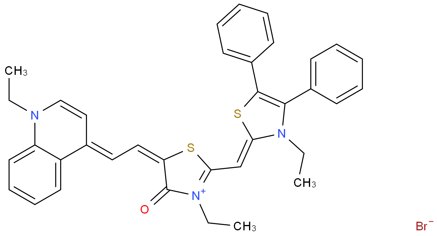 3-ETHYL-2-(3-ETHYL-4,5-DIPHENYL-THIAZOLIUM-2-YL-METHYLENE)-5-[2-(1-ETHYL-1H-QUINOLIN-4-YLIDENE)-ETHYLIDENE]-THIAZOLIDIN-4-ONE BROMIDE