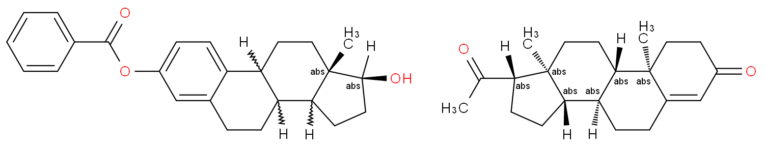Estradiol, 3-benzoate mixed with progesterone (1:14 moles)