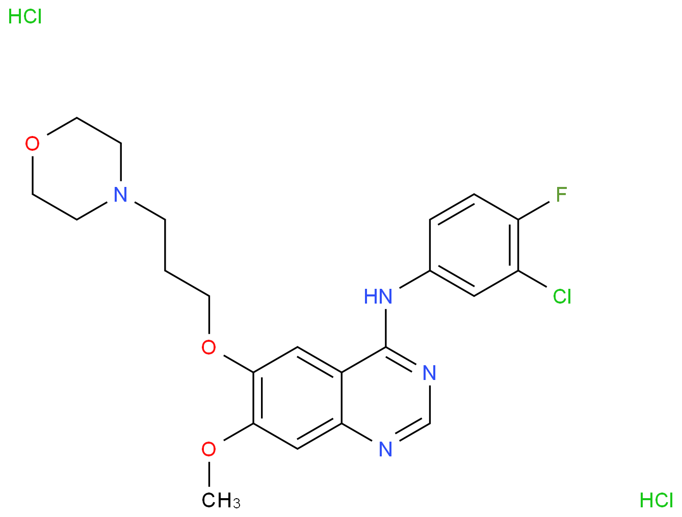4-(3-Chloro-4-fluorophenylamino)-7-methoxy-6-[3-(4-morpholinyl)propoxy]quinazoline dihydrochloride