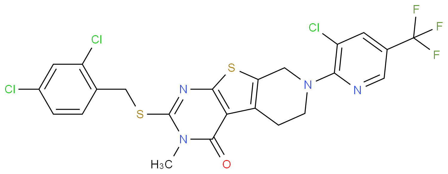 7-[3-CHLORO-5-(TRIFLUOROMETHYL)-2-PYRIDINYL]-2-[(2,4-DICHLOROBENZYL)SULFANYL]-3-METHYL-5,6,7,8-TETRAHYDROPYRIDO[4',3':4,5]THIENO[2,3-D]PYRIMIDIN-4(3H)-ONE