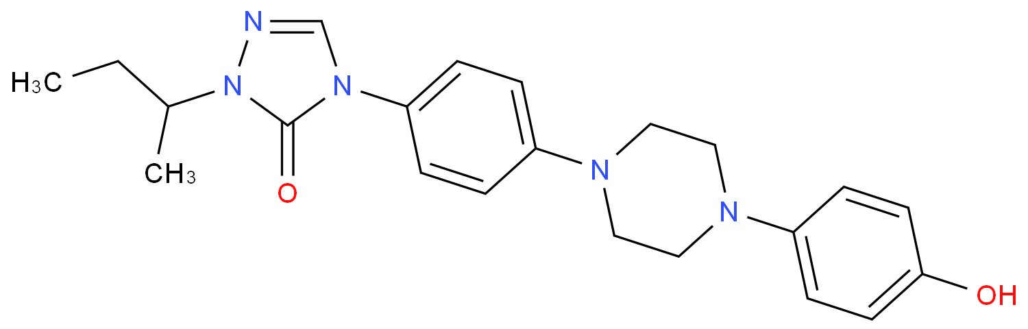 2,4-二氢-4-[[4-(4-羟基苯基)-1-哌嗪基]苯基]-2-(1-甲基丙基)-3H-1,2,4-三氮唑-3-酮化学结构式
