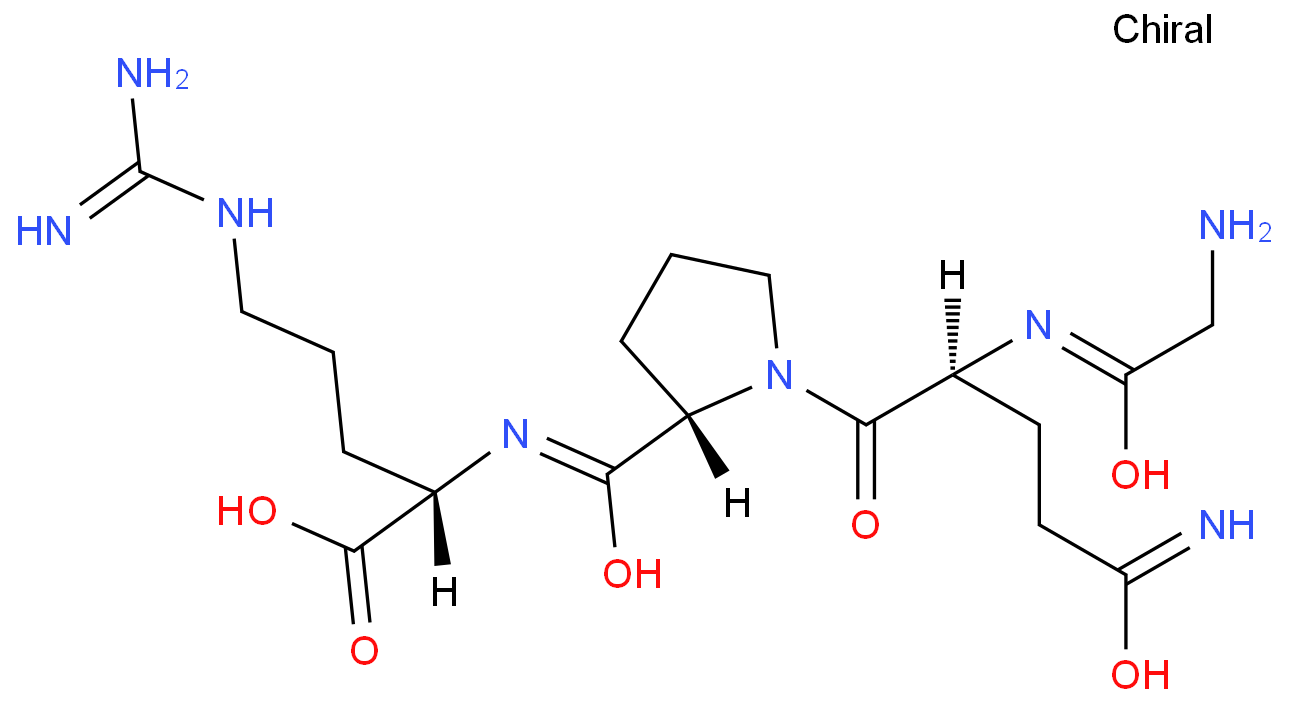 (2S)-2-[[(2S)-1-[(2S)-2-[(2-aminoacetyl)amino]-4-carbamoyl-butanoyl]pyrrolidine-2-carbonyl]amino]-5-(diaminomethylideneamino)pentanoic acid structural formula image