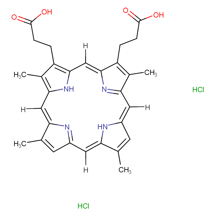 Deuteroporphyrin IX dihydrochloride,3,7,12,17-Tetramethyl-21H,23H-porphine-2,18-dipropionic acid dihydrochloride