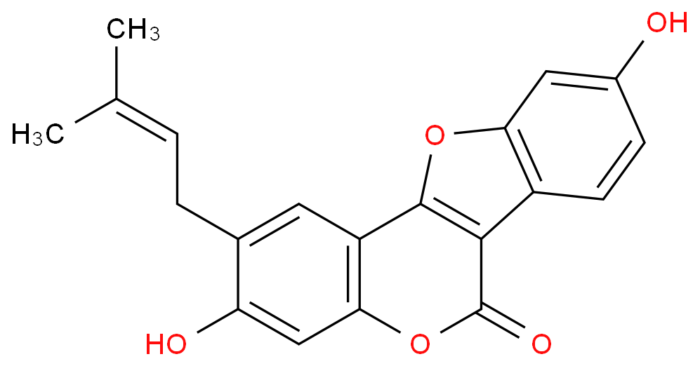 3,9-二羟基-2-(3-甲基丁-2-烯-1-基)-6H-苯并呋喃并[3,2-c]苯并吡喃-6-酮/18642-23-4