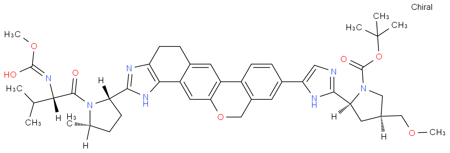 tert-butyl(2S,4S)-2-[5-(2-{(2S,5S)-1-[N-(methoxycarbonyl)-L-valyl]-5-methylpyrrolidin-2-yl}-1,4,5,11-tetrahydroisochromeno[4’3’6,7]naphtho[1,2-d]imidazol-9-yl)-1H-imidazol-2-yl]-4-(methoxymethyl)pyrro