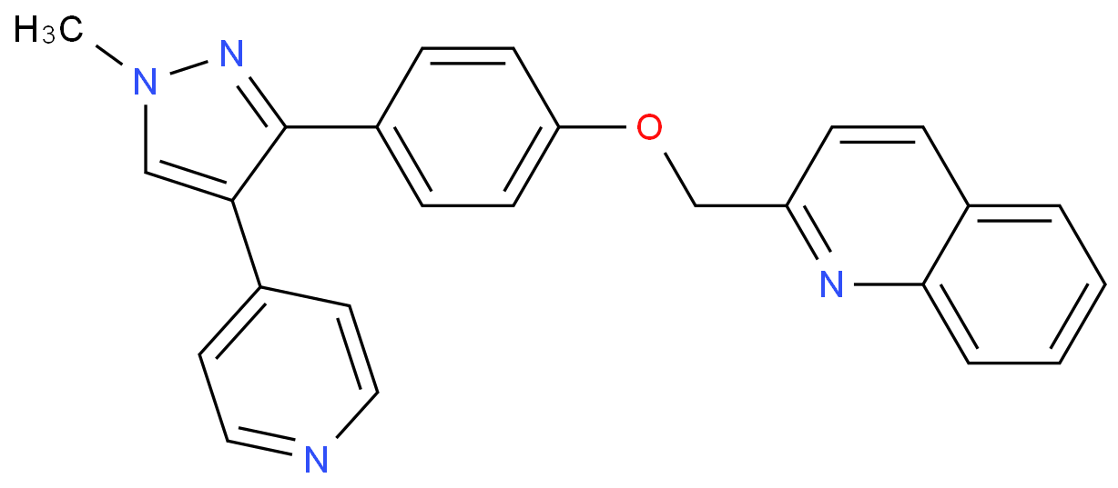 Quinoline, 2-[[4-[1-methyl-4-(4-pyridinyl)-1H-pyrazol-3-yl]phenoxy]methyl]- structure