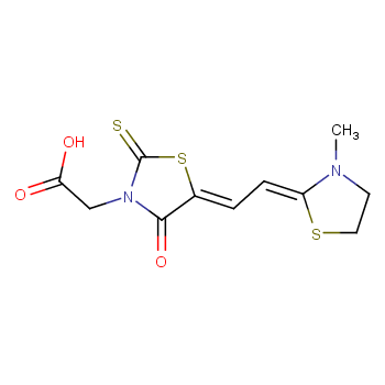 5-[(3-Methylthiazolidin-2-ylidene)ethylidene]-4-oxo-2-thioxothiazolidin-3-acetic acid  