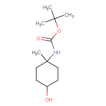顺-4-(BOC-氨基)-4-甲基环己醇化学结构式