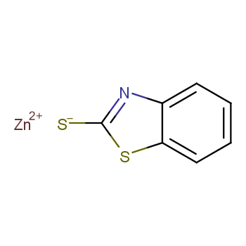 Zinc 2-mercaptobenzothiazole structure