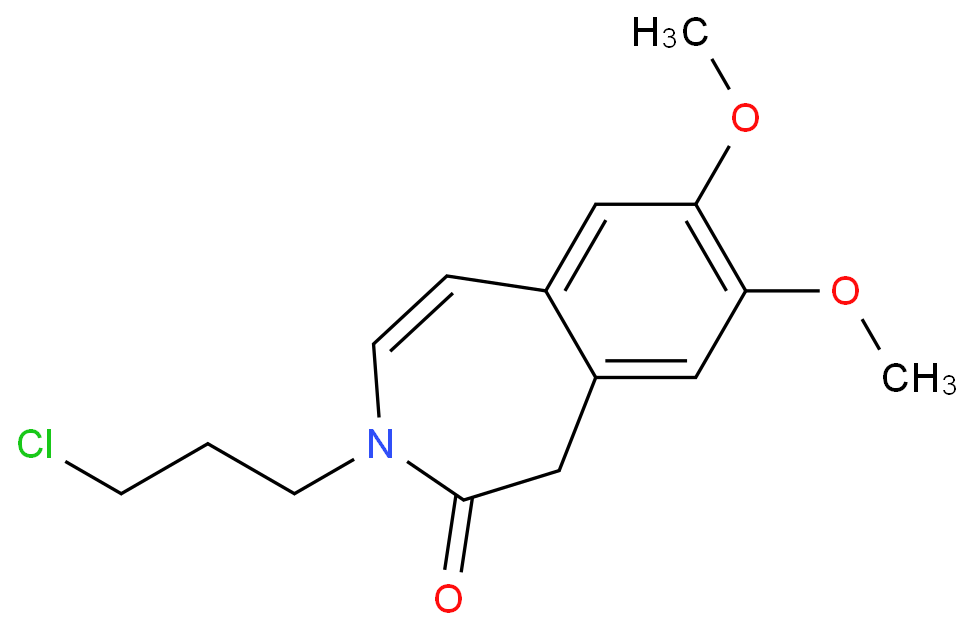 7,8-二甲氧基-3-(3-氯丙基)-1,3-二氢-2H-3-苯并氮杂卓-2-酮化学结构式