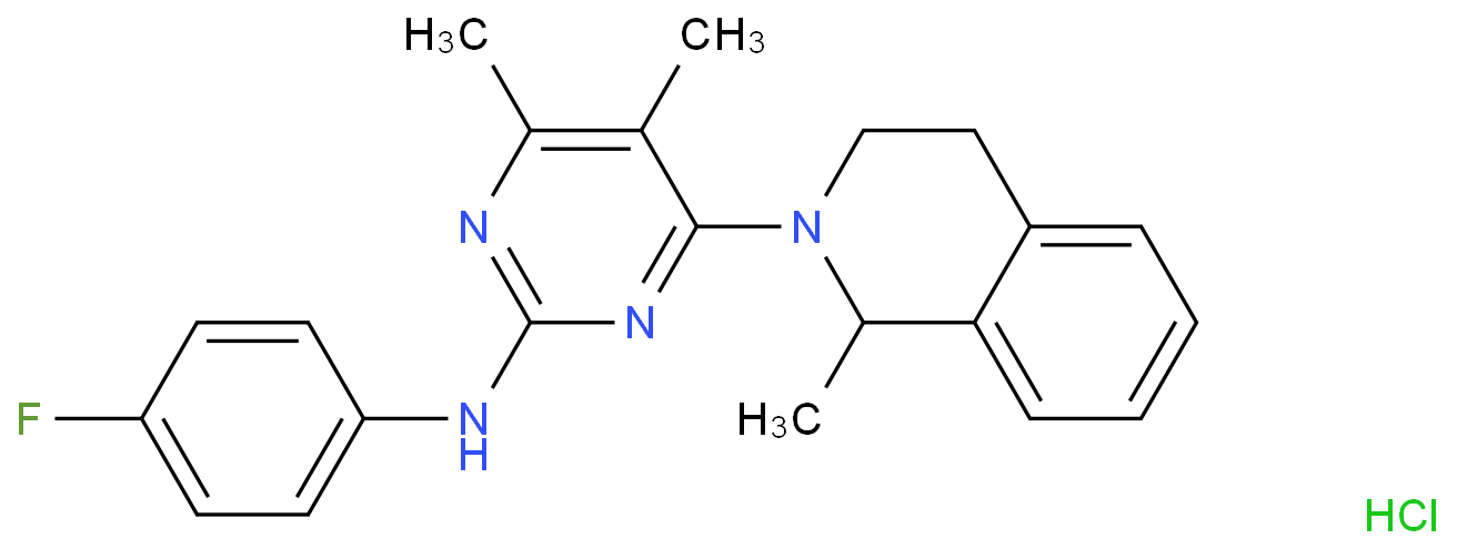 2-PYRIMIDINAMINE, 4-(3,4-DIHYDRO-1-METHYL-2(1H)-ISOQUINOLINYL)-N-(4-FLUOROPHENYL)-5,6-DIMETHYL-, MONOHYDROCHLORIDE