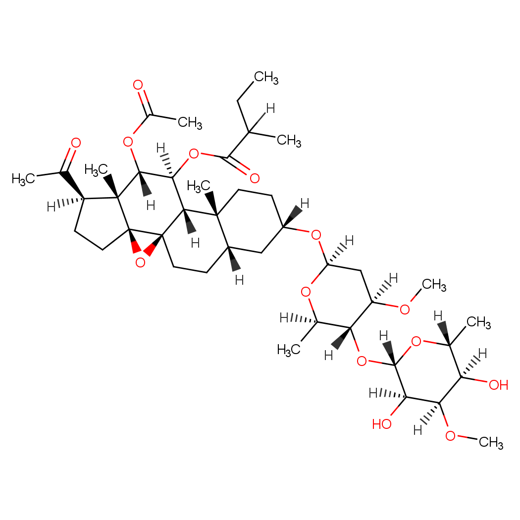 12-acetoxy-1-acetyl-8-((5-((3,5-dihydroxy-4-methoxy-6-methyltetrahydro-2H-pyran-2-yl)oxy)-4-methoxy-6-methyltetrahydro-2H-pyran-2-yl)oxy)-10a,12a-dimethyltetradecahydro-1H-cyclopenta[1,2]phenanthro[1,10a-b]oxiren-11-yl 2-methylbutanoate