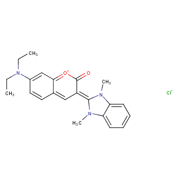 2-[7-(diethylamino)-2-oxo-2H-1-benzopyran-3-yl]-1,3-dimethyl-1H-benzimidazolium chloride