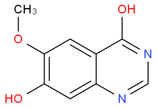 6-甲氧基-7-羟基喹唑啉-4-酮化学结构式