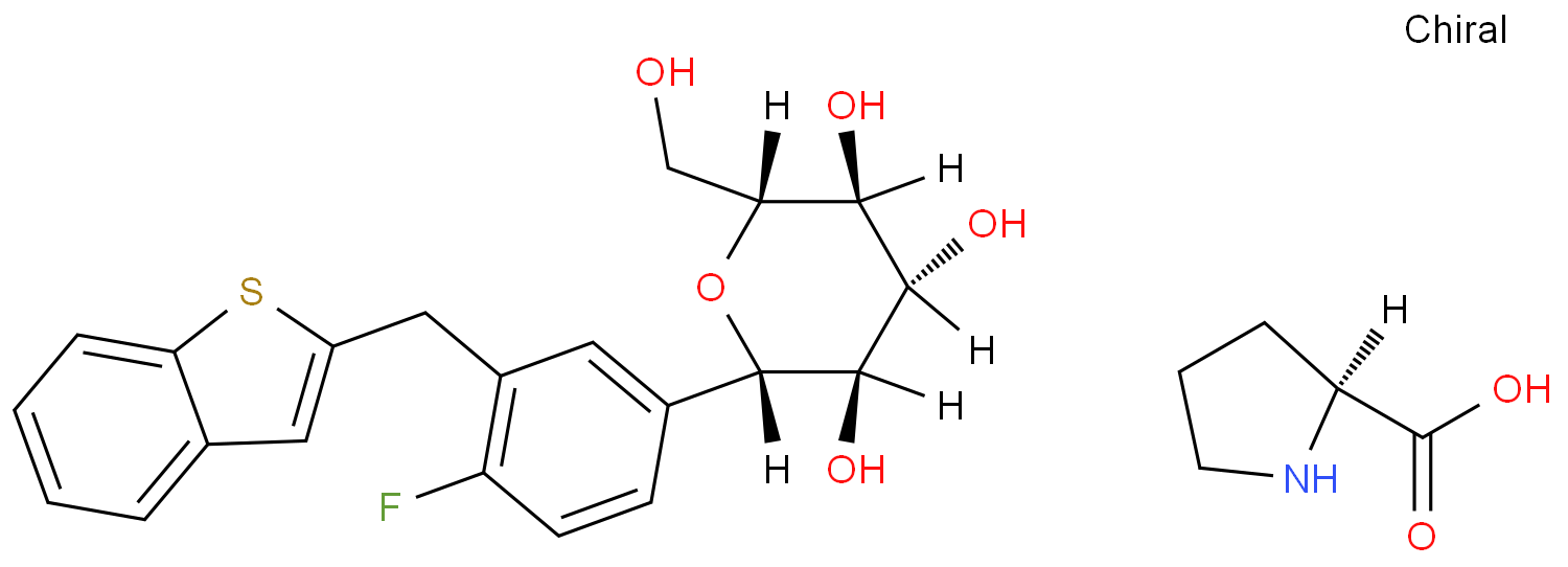 L-脯氨酸与(1S)-1,5-脱水-1-C-[3-(苯并[B]噻吩-2-基甲基)-4-氟苯基]-D-山梨糖醇的化合物