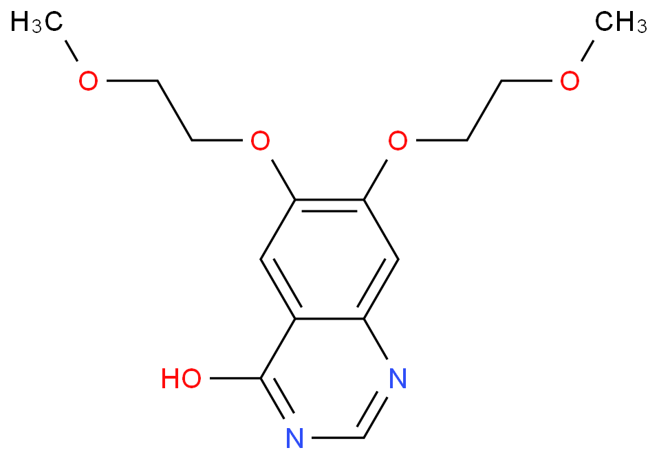 6,7-二甲氧乙氧基喹唑啉-4-酮化学结构式