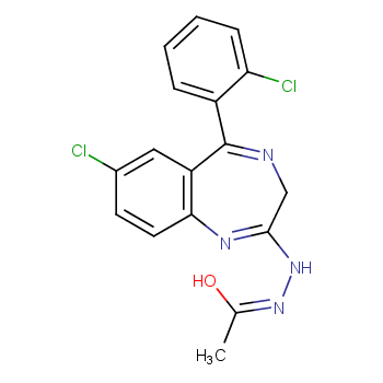 5-(2-Chlorophenyl)-7-chloro-1,3-dihydro-1,4-benzodiazepin-2-one, acety l hydrazone