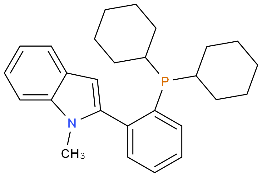 2-(2-二环己基磷杂NYL-苯基)-1-甲基-1H-吲哚化学结构式