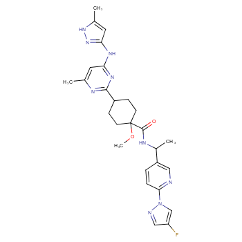 顺式-N-((1S)-1-(6-(4-氟-1H-吡唑-1-基)-3-吡啶基)乙基)-1-甲氧基-4-(4-甲基-6-((5-甲基-1H-吡唑-3-基)氨基)-2-嘧啶基环己基甲酰胺/2097132-94-8
