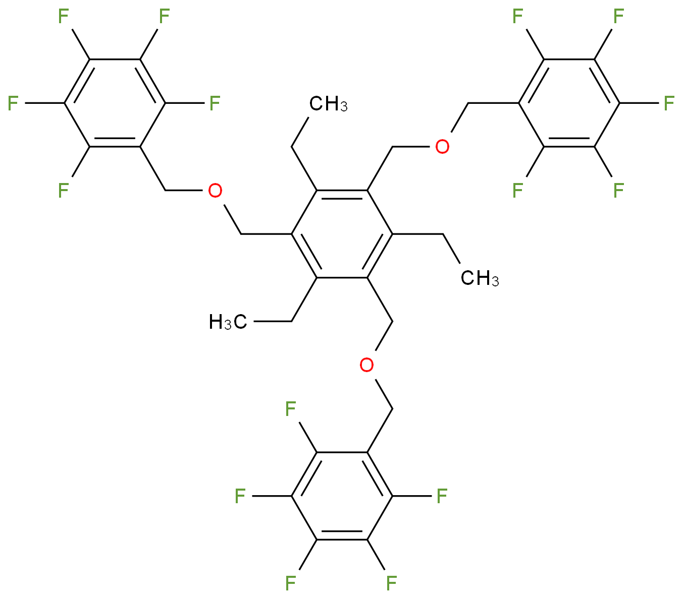 1,2,3,4,5-pentafluoro-6-[[2,4,6-triethyl-3,5-bis[(2,3,4,5,6-pentafluorophenyl)methoxymethyl]phenyl]methoxymethyl]benzene