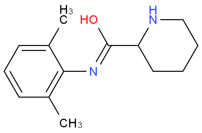 N-(2',6'-二甲苯基 )-2-哌啶甲酰胺化学结构式