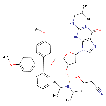 Guanosine,5'-O-[bis(4-methoxyphenyl)phenylmethyl]-2'-deoxy-N-(2-methylpropyl)-,3'-[2-cyanoethyl bis(1-methylethyl)phosphoramidite] (9CI)  